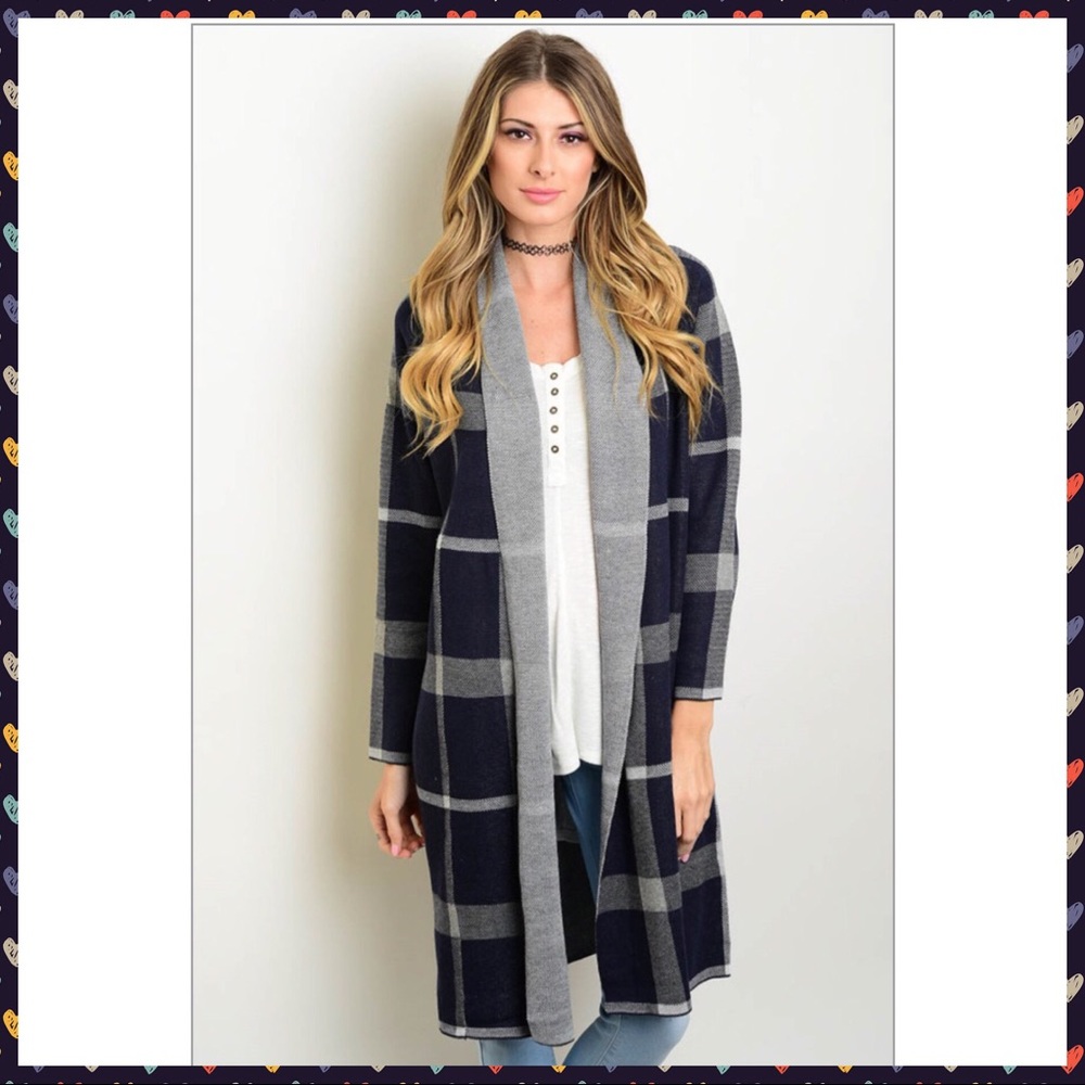 🏆3XHP🏆 Navy Gray Long Cardigan - Picture 3 of 3